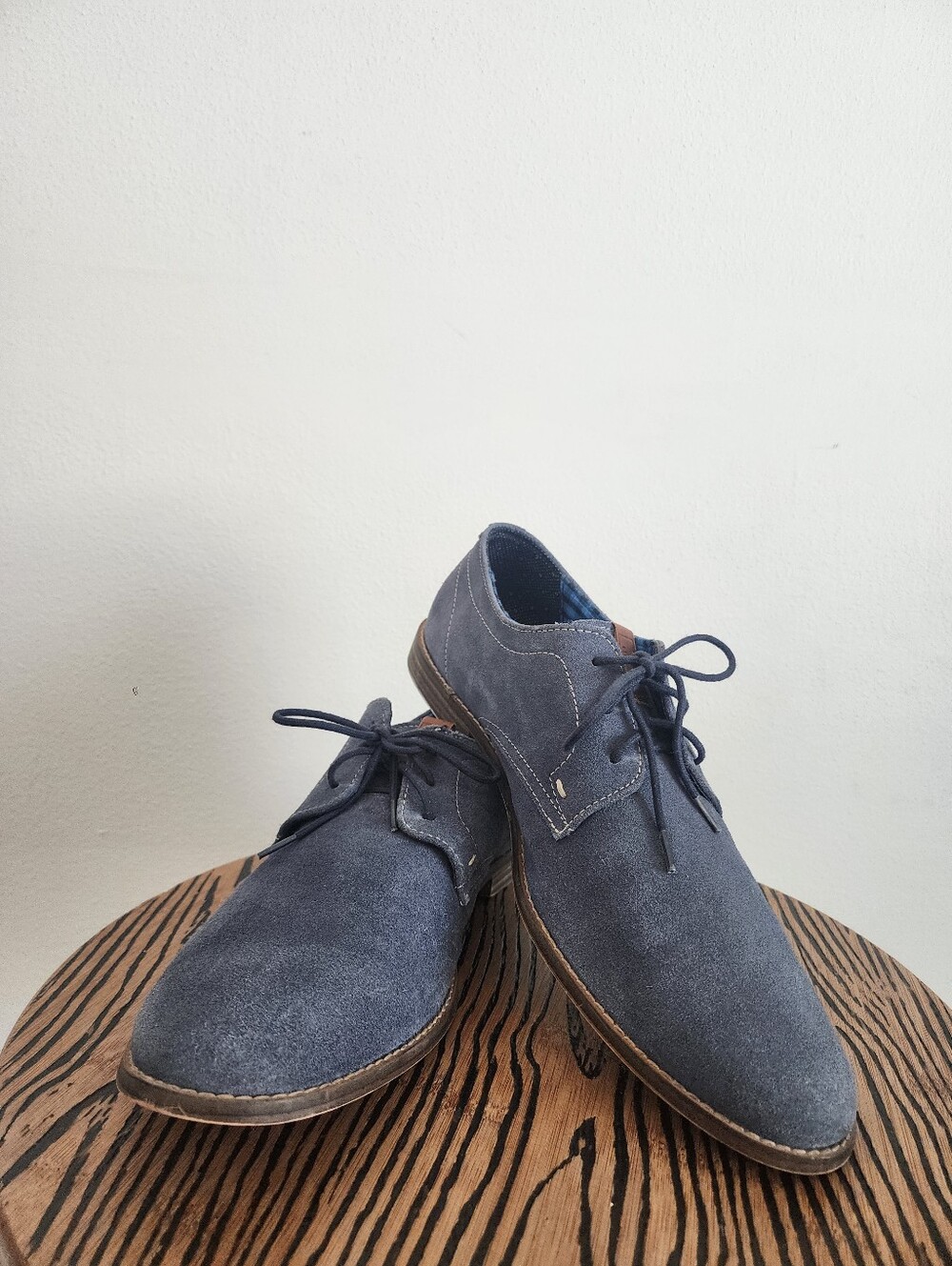 Navy Blue Suede Derby Oxfords Shoes Men’s 12 Preppy Business Casual Ben Sherman - Picture 9 of 12